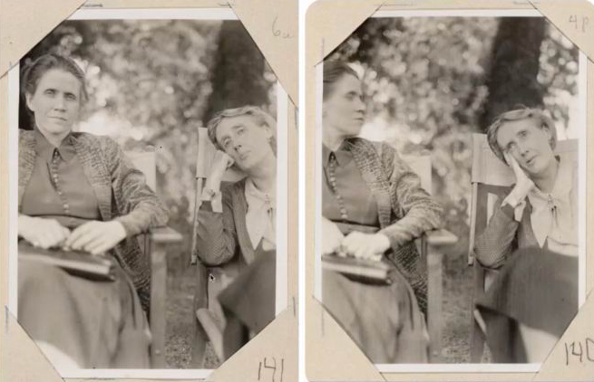 1932年，斯黛拉·本森与伍尔夫在英国南部蒙克小屋的合影。哈佛大学图书馆藏。